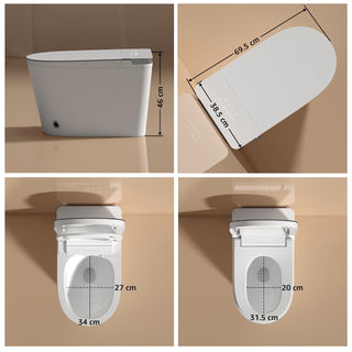 Plantex Smart Bidet Toilet/Smart Commode with Built-in Bidet Seat with Foot Touching Lid Opening/Auto Lid Closing and Flushing/Heated Seat/Digital Display and Remote Control - (White-1072)