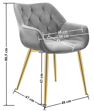 Plantex Morden Quilt Chair for Home/Quilt Chair with PVD Gold Leg for Cafe/Restaurant/Office/Living Room/Bed Room (APS-1043-Grey & PVD Gold)