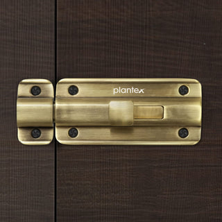 Plantex Premium Heavy Duty Door Stopper/Door Lock Latch for Home and Office Doors - Pack of 3 (Brass Antique)