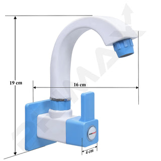 Plantex ABS Plastic ES-115 Single Lever Sink Cock 360 Degree Swivel Spout for Kitchen Faucet/Sink Cock with Plastic Flange (Blue & White)