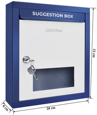 Plantex All in One Multipurpose Letter Box/Suggestion Box for Office/Post Box for Home gate/Donation Box/Complaint Box/with Lock -Wall Mount - (Blue & Ivory)