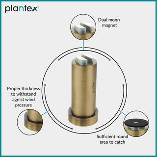 Plantex Door Back Stopper|Door Magnetic stoper|Stainless Steel Wall Mounted megnet Door Stopper |gate Stopper for Door - (Brass Antique)