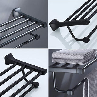 Plantex Space Aluminum Towel Rack for Bathroom/Towel Stand/Hanger/Bathroom Accessories(24 Inch-Black)