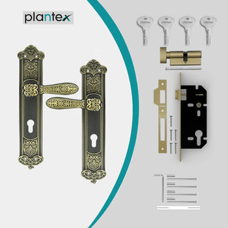 Plantex Door Lock-Fully Brass Main Door Lock with 4 Keys/Mortise Door Lock for Home/Office/Hotel (Sumer-3076, Brass Antique)