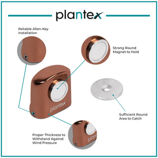 Plantex Heavy Duty Door Magnet Stopper/Door Catch Holder for Home/Office/Hotel, Floor Mounted Soft-Catcher to Hold Wooden/Glass/PVC Door - Pack of 1 (193 - Rose Gold)