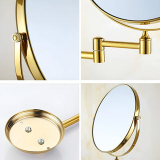 Plantex Brass and 304 Grade Stainless Steel Body Two-Sided 360° Swivel Mirror/Makeup Mirror/Vanity Mirror Wall Mounted with 10X Magnification,Brass Antique Finish (8 inches-10x)