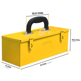 Plantex 12-inch Metal Tool Box for Tool/Tool Kit Box for Home and Garage/Tool Box Without Tools/DIY Repair Tools Box (Yellow)