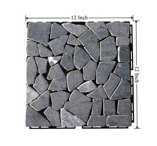 Plantex Tiles for Floor-Interlocking Pabble Stone Tiles/Garden Tile/Quick Flooring Solution for Indoor/Outdoor Deck Tile-Pack of 6 (Grey Stones)