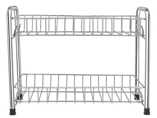 Plantex Stainless Steel 2-Tier Foldable Spice Rack/Multipurpose Kitchen Organizer/Storage Rack For Kitchen Platform (Chrome) - Countertop, Tiered Shelf