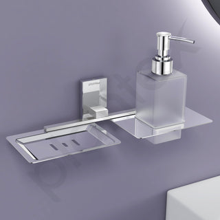 Plantex 304 Grade Stainless Steel 2in1 Soap Holder with Soap Dispenser/Soap Dish/Soap Dispenser/Bathroom Accessories - Chrome