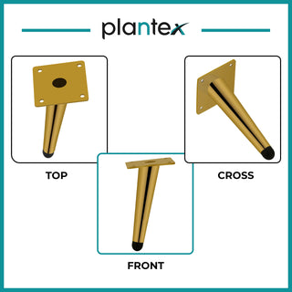 Plantex Golden 6-inch Sofa Legs for Furniture Legs with Rubber Grip – 6 Pcs