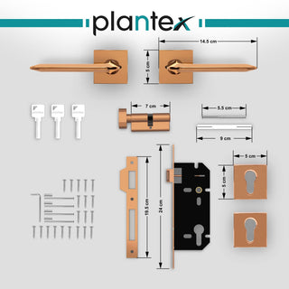 Plantex Heavy Duty Door Lock - Main Door Lock Set with 3 Keys/Mortise Door Lock for Home/Office/Hotel (7105 - PVD Choco)