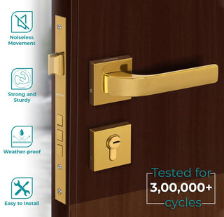 Plantex Heavy Duty Door Lock - Main Door Lock Set with 3 Keys/Mortise Door Lock for Home/Office/Hotel (7107 - Gold)