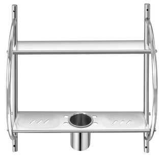 Plantex Stainless Steel Multipurpose Bathroom Shelf/Rack for Bathroom with Tumbler Holder, Double Soap Dish Wall Mount - Bathroom Accessories (2 Tier - Chrome Finish)