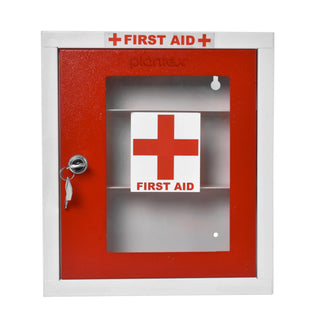 Plantex Emergency/First Aid Box for Home/Medical Box/First Aid Kit Box/Emergency Medicine Box/Medicine Organizer Box Office-School/Multi Compartment - Pack of 10 -with Key Lock - (Red & Ivory)