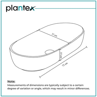 Plantex Platinum Ceramic Wash Basin/Basin for Bathroom/Tabletop Wash Basin/Bathroom Basin (White, 28 x 14.5 x 6 Inch)