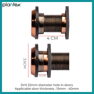 Plantex Rose Gold Eye Hole for Main Door - 200 Degree Wide Magic Eye viewer for Safety - Pack of 40