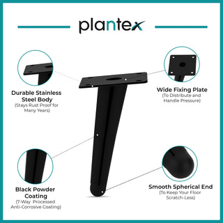 Plantex Black 6-inch Sofa Legs for Furniture Legs with Rubber Grip � 10 Pcs