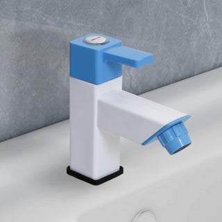 Plantex PTMT ES-113 Single Lever Pillar Tap for Wash basin with Plastic Wall Flange/Bathroom Water Tap (Blue & White)