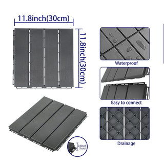 Plantex Tiles for Floor-Interlocking Heavy Plastic Tiles/Garden Tile/Quick Flooring Solution for Indoor/Outdoor Deck Tile-Pack of 10 (Dark Grey,APS-1211)