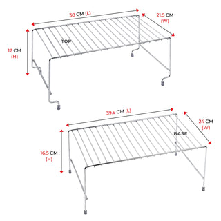 Plantex Stainless Steel Multipurpose Expandable/Stackable Dish Rack Storage Shelves/Organizer for Kitchen Cabinets/Bathroom (Chrome)