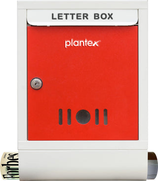 Plantex Metal Wall Mount Letter Box for Gate and Wall with Magazine Holder/News Paper Holder/Outdoor Mailboxes with Key Lock (Red & Ivory)