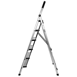 Plantex Premium 6 Step Folding Aluminium Ladder for Home Use/Wide Anti Skid Step Ladder(Anodize-Silver)