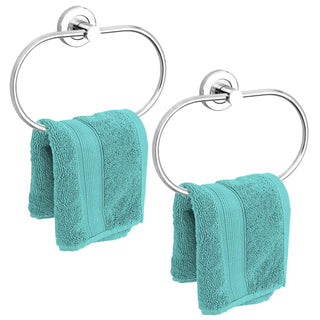 Plantex Stainless Steel Towel Ring for Bathroom/Wash Basin/Napkin-Towel Hanger/Bathroom Accessories (Chrome-Oval) - Pack of 2