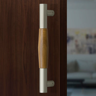 Plantex Stainless Steel and Wood Door Handle/Door & Home Decor/300 mm Main Door Handle/Door Pull-Push Handle - Pack of 1 (Satin&Wood)