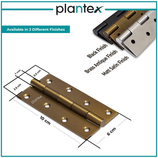 Plantex Heavy Duty Stainless Steel Door Butt Hinges 4 inch x 14 Gauge/2 mm Thickness Home/Office/Hotel for Main Door/Bedroom/Kitchen/Bathroom - Pack of 6 (Brass Antique)