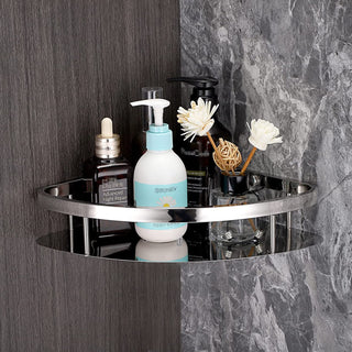 Plantex Bathroom Corner Shelf for Wall Mount/304 Grade Stainless Steel Corner Shelf for Bathroom with Railings/Bathroom Accessories Holder (9x9 inches, Chrome)