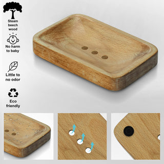 Plantex PU Coated Steam Beech Wooden Made Soap Dish/Stand/Bath Soap Case/Holder/Tray/Bathroom Accessories – Rectangle