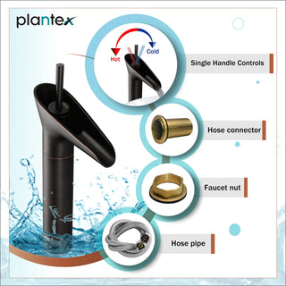 Plantex Pure Brass Hot & Cold Washbasin tap/Single Lever basin tap/Table top tap for wash basin/Pillar cocke tap for wash basin/Sink tap for wash basin-(8307-Black)