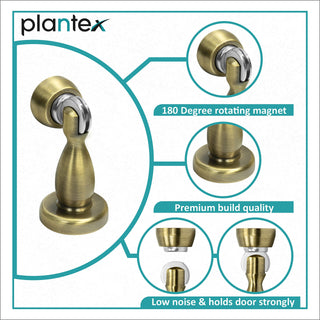 Plantex Magnetic Door Stopper for Home/ 360 Degree Magnet Door Catcher/Door Holder for Main Door/Bedroom/Office and Hotel Door - Pack of 1 (4 inch, Brass Antique)