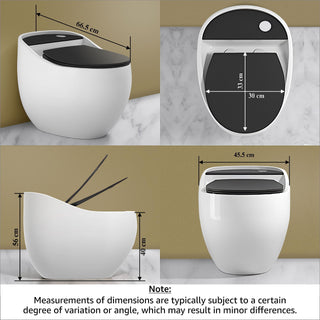 Plantex Platinium Ceramic One Piece Western Toilet/Water Closet/Commode With Soft Close Toilet Seat - S Trap Outlet (White and Black)