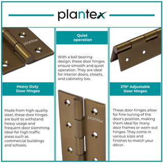 Plantex Heavy Duty Stainless Steel Door Butt Hinges 3 inch x 16 Gauge/1.5 mm Thickness Home/Office/Hotel for Main Door/Wooden/Bedroom/Kitchen - Pack of 12 (Brass Antique)