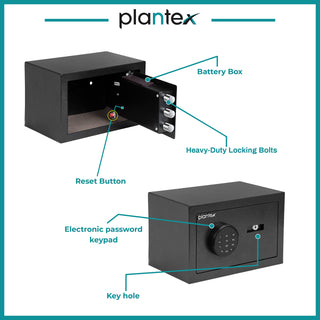 Plantex Digital Safe Locker for Home-Security locker with Electronic Keypad and Key lock/Safety Box for Home - Black - 10 Litres