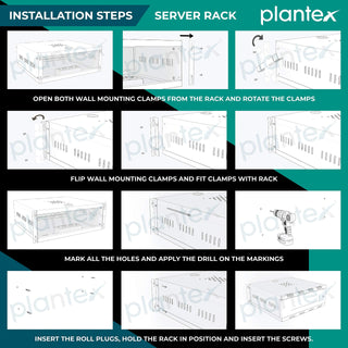 Plantex CCTV/Dvr/Nvr Cabinet Box/Dvr Wall Mount Rack with Lock/Network Rack/Server Rack with Power Socket - 3U+, Chrome