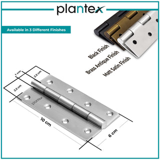 Plantex Heavy Duty Stainless Steel Door Butt Hinges 4 inch x 14 Gauge/2 mm Thickness Home/Office/Hotel for Main Door/Bedroom/Kitchen/Bathroom - Pack of 24 (Satin Matt)