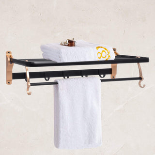 Plantex Aluminum Towel Rack for Bathroom/Towel Stand/Hanger/Bathroom Accessories (24 Inch-Black and Gold)