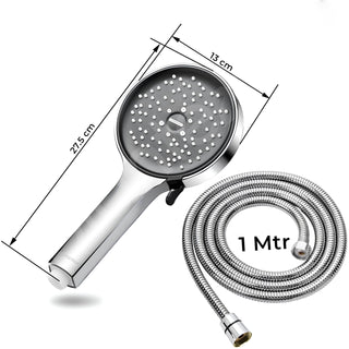 Plantex ABS Round Hand Shower For Bathroom/Hand Shower with Hose Pipe for Home/Hotel - (644-Chrome)