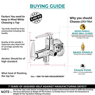 Plantex LEA-708 Pure Brass 2-Way Angle Valve For Bathroom/Quarter Turn Tap With Brass Wall Flange and Teflon Tape (Mirror-Chrome Finish)