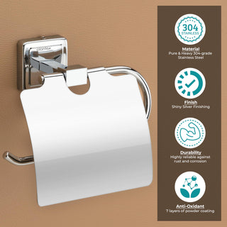 Plantex 304 Grade Stainless Steel Toilet Paper Holder/Stand for Toilet Paper Roll/Tissue Paper Holder - Decan (Chrome)