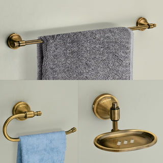 Plantex 304 Grade Stainless Steel Bathroom Accessories Set of 3 - Towel Hanger/Napking Holder/Soap Holder for Bathroom - Niko (Brass Antique)