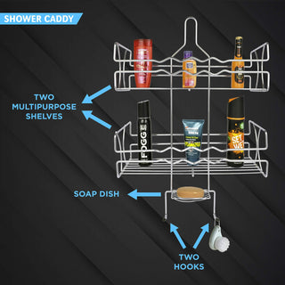 Plantex Stainless Steel 5In1 Multipurpose Bathroom Shelf And Rack/Shower Caddy/Bathroom Storage Shelf/Soap Holder/Bathroom Accessories For Home (Chrome), Silver