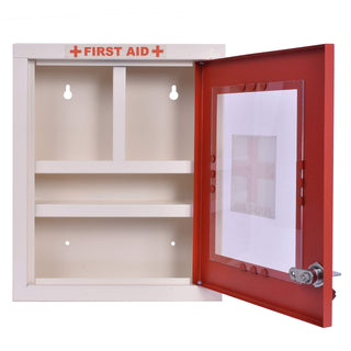 Plantex Metal Emergency First Aid Box for Home/School/Office with Key Lock/Medical Box/medicine box/First Aid Kit Box/Multi Compartment Medicine Organizer Box (Lockable) - (Red & Ivory)