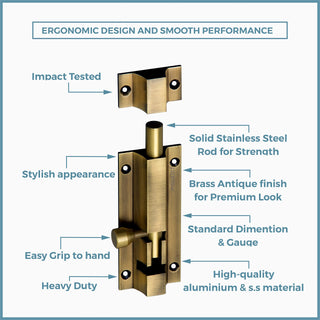 Plantex Stainless Steel Tower Bolt/Tower Bolt for Home,Offices Doors and Windows/Tower Bolt for Main Door/Door Latch/Kundi/Chitakini/Door Latch for Windows - Pack of 4 (Brass Finish, 4 inch)