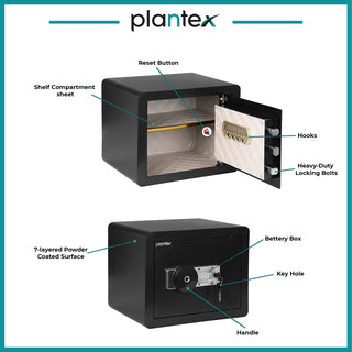 Plantex Digital Locker/safe locker for Home & Office/38 Litres/Safety locker/Electronic Locking system with Fingerprint and keylock - (Black)