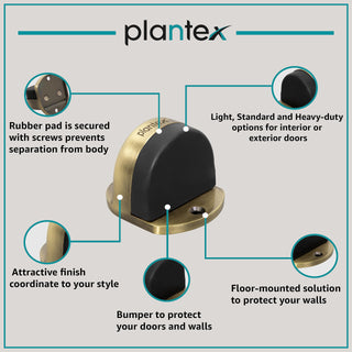 Plantex Premium Floor Mounted Door Buffer/Sound Dampening Rubber Buffer for Bed Room/Living Room/Kitchen/Bathroom Door – Pack of 1 (Brass Antique)