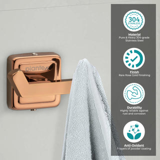 Plantex 304 Grade Stainless Steel Hanger for Bathroom/Robe Hooks for Bathroom/Hooks/Bathroom Accessories - Pack of 4, Rose Gold (Decan)